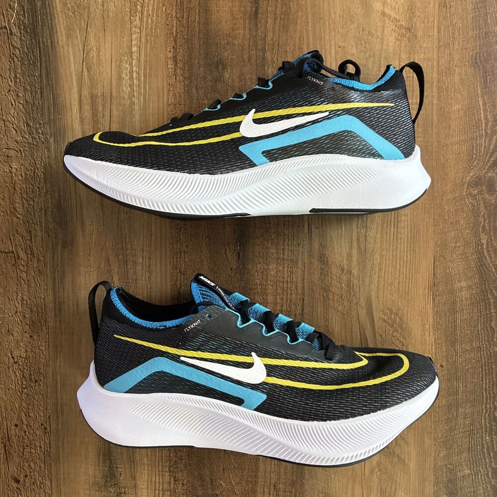Nike Zoom Fly 4 Black Blue Flyknit Men Size 12 Running Shoes CT2392-003